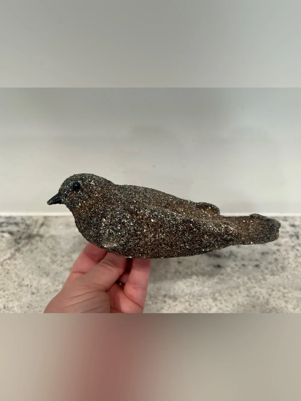Glitter Decorative Bird Figurine with clip on bottom ornament or decor